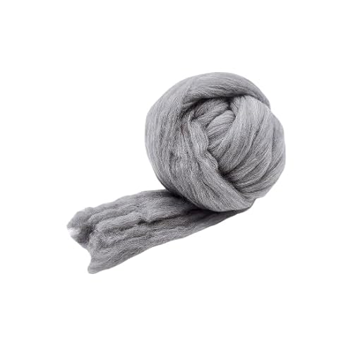Namzi Merinowolle, 1 kg zum Spinnen, weiches, grobes Jumbo-Garn für Armstricken, Decke, Filzkern, kardierte Füllung, Grau von Namzi
