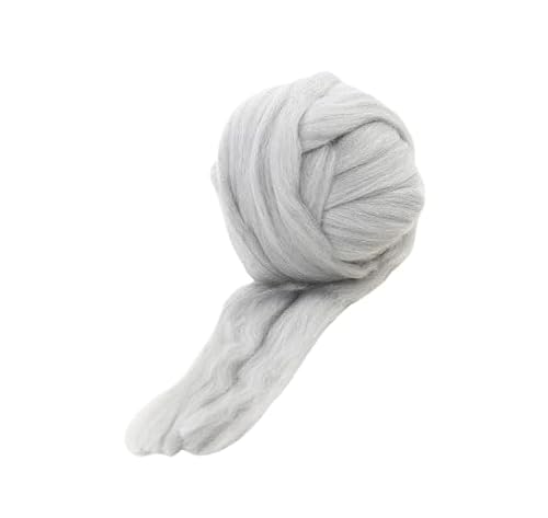 Namzi Merinowolle, 1 kg zum Spinnen, weiches, grobes Jumbo-Garn für Armstricken, Decke, Filzkern, kardierte Füllung, Hellgrau von Namzi