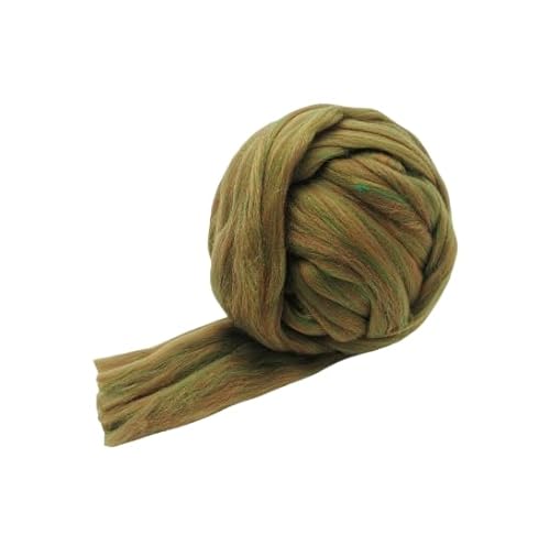 Namzi Merinowolle, 1 kg zum Spinnen, weiches, grobes Jumbo-Garn für Armstricken, Decken, Filzkern, kardierte Füllung, Bohnengrün von Namzi
