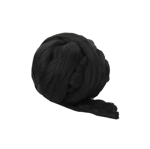 Namzi Merinowolle, 1 kg zum Spinnen, weiches, grobes Jumbo-Garn für Armstricken, Decken, Filzkern, kardierte Füllung, Schwarz von Namzi