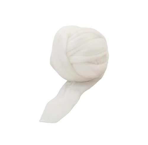 Namzi Merinowolle, 1 kg zum Spinnen, weiches, grobes Jumbo-Garn für Armstricken, Decken, Filzkern, kardierte Füllung, weiß von Namzi