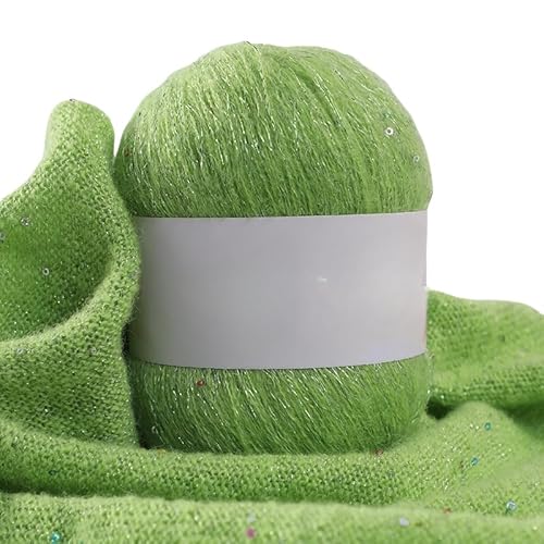 Namzi Mohair-Garn mit Pailletten, 50 g, zum Stricken, Häkeln, Schals, glitzerndes Bastelbedarf, Fruchtgrün Namzi Mohair-Garn mit Pailletten, 50 g, zum Stricken, Häkeln, Schals, glitzerndes Bastelbedarf, Fruchtgrün von Namzi