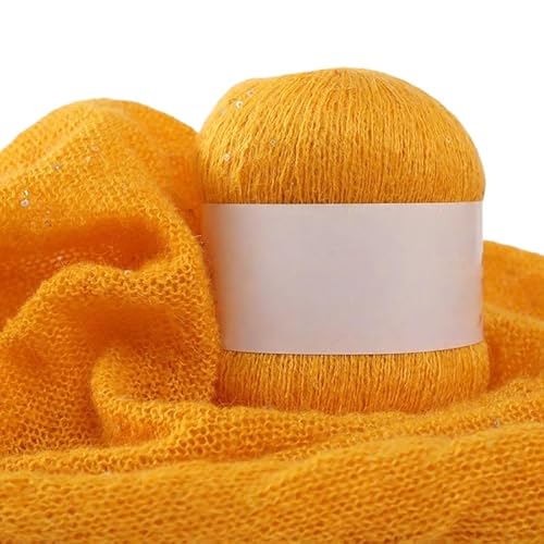 Namzi Mohair-Garn mit Pailletten, 50 g, zum Stricken, Häkeln, Schals, glitzerndes Bastelbedarf, Orange / Gelb Namzi Mohair-Garn mit Pailletten, 50 g, zum Stricken, Häkeln, Schals, glitzerndes Bastelbedarf, Orange / Gelb von Namzi