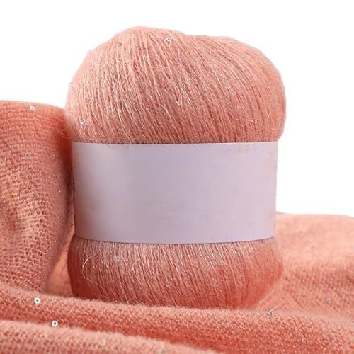 Namzi Mohair-Garn mit Pailletten, 50 g, zum Stricken, Häkeln, Schals, glitzerndes Bastelbedarf, fleischrosa von Namzi