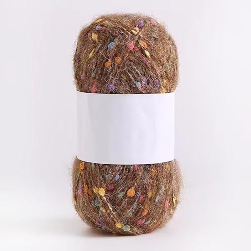 Namzi Mohair-Garne mit bunten Punkten, weiches Garn, handgestrickt, gehäkelt, gewebt, für Schals, Schals, Basteln, Kaffeefarben, 100 g Namzi Mohair-Garne mit bunten Punkten, weiches Garn, handgestrickt, gehäkelt, gewebt, für Schals, Schals, Basteln, Kaffeefarben, 100 g von Namzi
