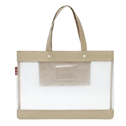 Namzi Netztasche mit Reißverschluss, 40 x 27,9 cm, große Doppeltasche mit Griff, A4-Größe, faltbare Dokumentenaufbewahrung für Puzzle-Projekte, Kreuzstich, Reisen, Büro (Khaki) von Namzi
