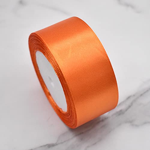 Namzi Orange Yellow Ribbon 1 Rolle Solid Silk Ribbon for Knitting, Crochet, DIY Bows, Hair Ornaments, Holiday Decor, Craft Materials von Namzi