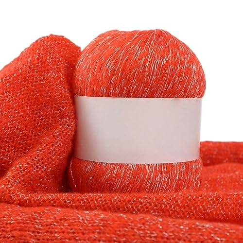 Namzi Orangefarbenes Pailletten-Mohair-Garn, 50 g, Stricken, Häkeln, Schals, glitzerndes Bastelzubehör von Namzi
