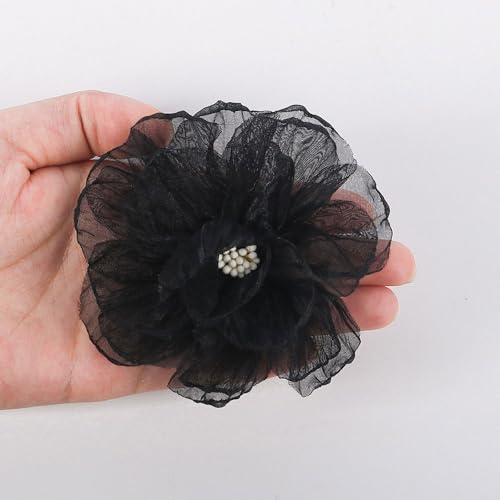 Namzi Organzabandblumen, 9 cm, transparente Garnblumen mit Kern, für Bastelarbeiten, Applikationen, Stoffhut, Hochzeit, Party, Dekoration, Schwarz, 10 Stück Namzi Organzabandblumen, 9 cm, transparente Garnblumen mit Kern, für Bastelarbeiten, Applikationen, Stoffhut, Hochzeit, Party, Dekoration, Schwarz, 10 Stück von Namzi