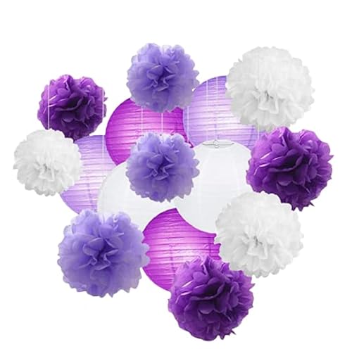 Namzi Papierlaternen, Blumen-Kugel-Kombinationsset, hängende runde Papierlaternen, Dekoration für Party, Hochzeit, Geburtstag, Heimdekoration, Violett-Serie, 30 Stück Namzi Papierlaternen, Blumen-Kugel-Kombinationsset, hängende runde Papierlaternen, Dekoration für Party, Hochzeit, Geburtstag, Heimdekoration, Violett-Serie, 30 Stück von Namzi