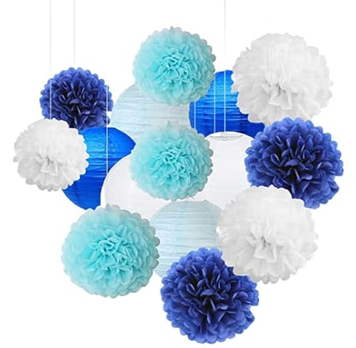 Namzi Papierlaternen, Blumen-Kugel-Kombinationsset, hängende runde Papierlaternen, Dekoration für Party, Hochzeit, Geburtstag, Heimdekoration, blaue Serie, 30 Stück Namzi Papierlaternen, Blumen-Kugel-Kombinationsset, hängende runde Papierlaternen, Dekoration für Party, Hochzeit, Geburtstag, Heimdekoration, blaue Serie, 30 Stück von Namzi