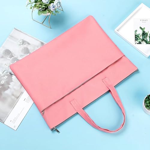 Namzi Reißverschlusstasche mit Griff, 47 x 36 cm, große Tasche, A4, faltbare Dokumenten-Aufbewahrungstasche für Büro, Papierakten, Bücher, Abheftmappe, 1 Packung (Rosa) von Namzi