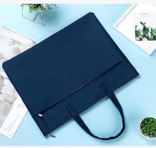 Namzi Reißverschlusstasche mit Griff, 47 x 36 cm, große Tasche, A4, faltbare Dokumenten-Aufbewahrungstasche für Büro, zum Tragen von Papierakten, Büchern, Aktenordner, 3 Stück (dunkelblau) von Namzi