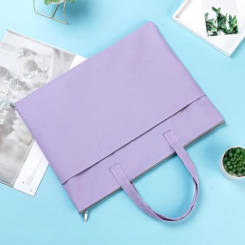 Namzi Reißverschlusstasche mit Griff, 47 x 36 cm, große Tasche, A4, faltbare Dokumenten-Aufbewahrungstasche für Büro, zum Tragen von Papierakten, Büchern, Aktenordner, 3 Stück (lila) von Namzi