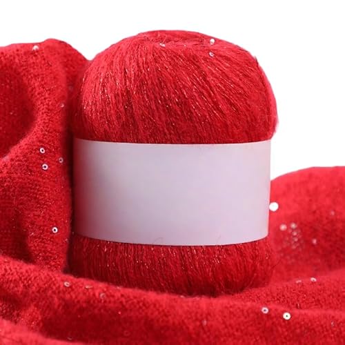 Namzi Rote Pailletten, Mohair-Garn, 50 g, Stricken, Häkeln, Schals, glitzerndes Bastelzubehör Namzi Rote Pailletten, Mohair-Garn, 50 g, Stricken, Häkeln, Schals, glitzerndes Bastelzubehör von Namzi
