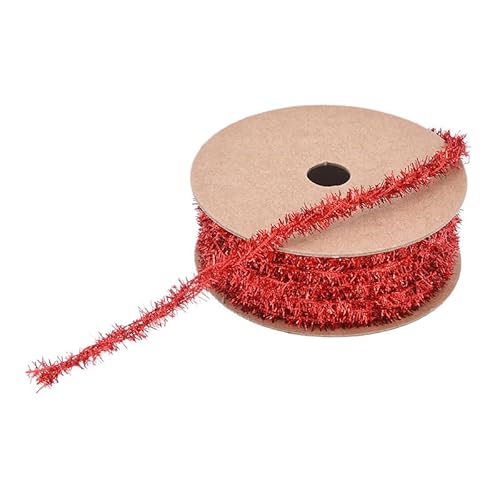 Namzi Rotes Band, 2 Rollen Seidenband mit glitzernden Fransen, für Urlaubsdekoration, Bastelarbeiten, Stricken, Häkeln, festliche Akzente von Namzi