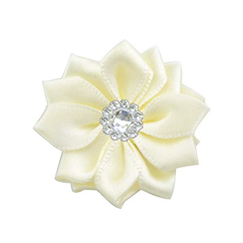 Namzi Satinband-Blumen zum Basteln, Stoffblumen, Gänseblümchen mit Strasssteinen, Satinband für Ornamente, Applikationen, DIY, Hochzeit, Beige, 10 Stück Namzi Satinband-Blumen zum Basteln, Stoffblumen, Gänseblümchen mit Strasssteinen, Satinband für Ornamente, Applikationen, DIY, Hochzeit, Beige, 10 Stück von Namzi
