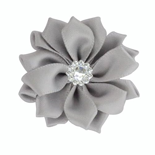Namzi Satinband-Blumen zum Basteln, Stoffblumen, Gänseblümchen mit Strasssteinen, Satinband für Ornamente, Applikationen, DIY, Hochzeit, Hellgrau, 10 Stück Namzi Satinband-Blumen zum Basteln, Stoffblumen, Gänseblümchen mit Strasssteinen, Satinband für Ornamente, Applikationen, DIY, Hochzeit, Hellgrau, 10 Stück von Namzi