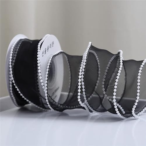 Namzi Schwarzes Crowtail-Garn, 1 Rolle Bänder mit Perlenrändern, für selbstgemachte Schleifen, Haarschmuck, Urlaubsdekoration, Bastelmaterialien Namzi Schwarzes Crowtail-Garn, 1 Rolle Bänder mit Perlenrändern, für selbstgemachte Schleifen, Haarschmuck, Urlaubsdekoration, Bastelmaterialien von Namzi