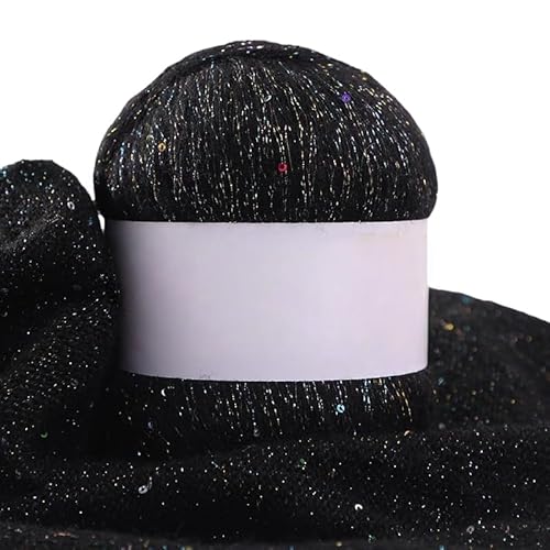 Namzi Schwarzes Pailletten-Mohair-Garn, 50 g, Stricken, Häkeln, Schals, glitzerndes Bastelzubehör Namzi Schwarzes Pailletten-Mohair-Garn, 50 g, Stricken, Häkeln, Schals, glitzerndes Bastelzubehör von Namzi