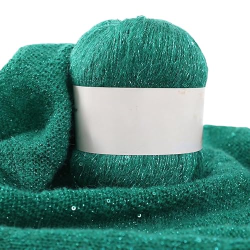 Namzi Smaragdgrünes Pailletten-Mohair-Garn, 50 g, zum Stricken, Häkeln, Schals, glitzerndes Bastelzubehör von Namzi