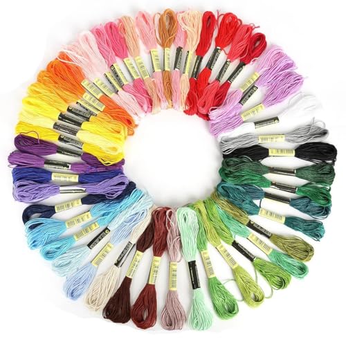 Namzi Stickgarn, 1 Packung mit 50 verschiedenen Farben, ideal für Bastelarbeiten, gut zum Sticken für Kreuzstich-Bastelarbeiten von Namzi