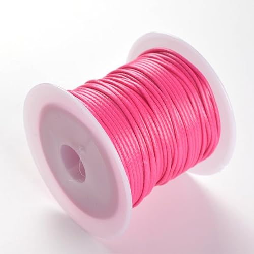 Namzi Textil-Wachsschnur für Halsketten, Armbänder, Schmuck, Flechten, 1 mm, 2 Rollen, Dunkelrosa von Namzi