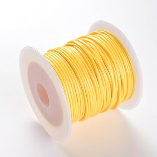 Namzi Textil-Wachsschnur für Halsketten, Armbänder, Schmuck, Flechten, 1 mm, 2 Rollen, Gelb von Namzi
