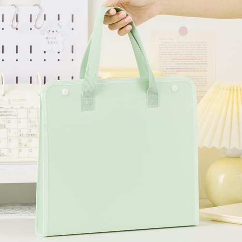 Namzi Tragbare Fächermappe mit 13 Fächern, A4-Größe, Akkordeon-Aktenordner, niedlicher Papier-Organizer, tragbarer Dokumenten-Organizer für Zuhause, Uni, Schule, Bürobedarf, Grün von Namzi