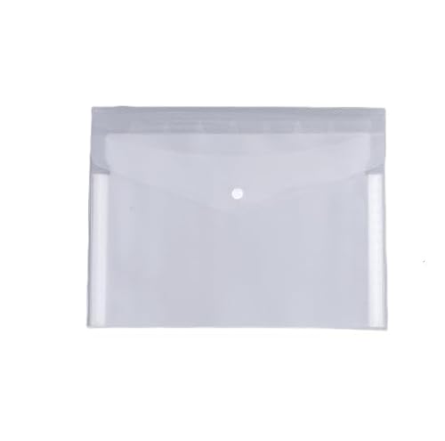 Namzi Transparente Dokumentenmappen, Kunststoff-Umschläge, Poly-Umschläge, Aktenumschläge mit Etikettentasche und Druckknopf, für Zuhause, Arbeit, Büro, Organisation, Briefgröße/A4-Größe, Weiß, 2 von Namzi