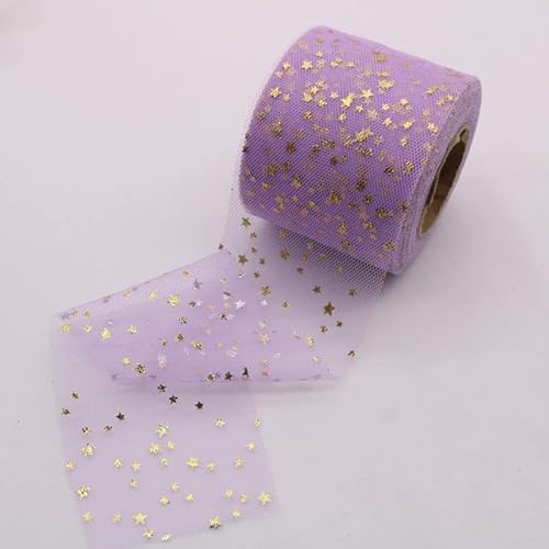 Namzi Violettes Garnband, 1 Rolle, bronzierter Stern-Tüll für festliche Dekoration, Blumensträuße, Bastelarbeiten Namzi Violettes Garnband, 1 Rolle, bronzierter Stern-Tüll für festliche Dekoration, Blumensträuße, Bastelarbeiten von Namzi