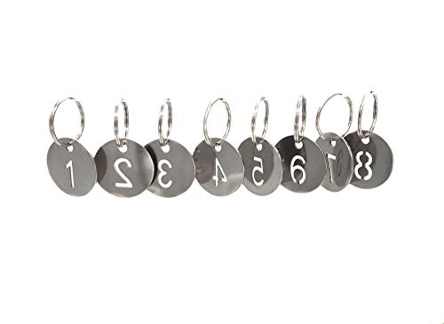 NanTun 304 Stainless Steel Key Tags with Ring 10 pcs, 25mm Hollowed Number ID Tags Key Chain, Numbered Key Rings - 1 to 10 von NanTun