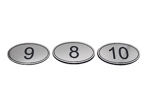 NanTun ABS Gravierte Ovale Tischnummern 9 cm x 5,5 cm für Kneipen Restaurants Clubs - Silber 1 bis 20 von NanTun