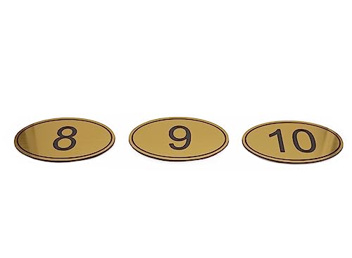 NanTun ABS Gravierte Ovale Tischnummern 9 cm x 5,5 cm für Kneipen Restaurants Clubs - Golden 1 bis 10 NanTun ABS Gravierte Ovale Tischnummern 9 cm x 5,5 cm für Kneipen Restaurants Clubs - Golden 1 bis 10 von NanTun