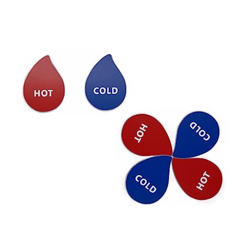 NanTun ABS-Kunststoff-Etikett für kaltes Wasser, selbstklebend, Tropfenform, blau/rot, 2 Paar von NanTun