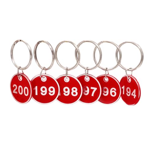 NanTun Aluminium-Zahlenschilder mit Schlüsselringen – 100er-Pack, Zahlen 1–100, Rot NanTun Aluminium-Zahlenschilder mit Schlüsselringen – 100er-Pack, Zahlen 1–100, Rot von NanTun
