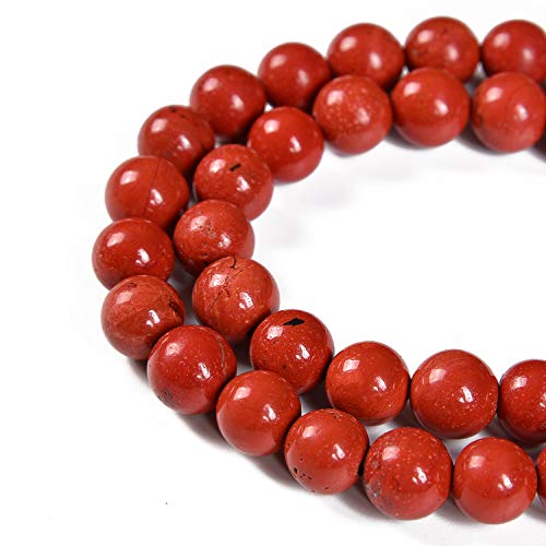 Nancybeads Rote Jaspis-Perlen, 1 Strang natürliche Halbedelsteine, runde glatte Edelsteine, lose Abstandsperlen für Halsketten, Armbänder, Schmuckherstellung (roter Jaspis, 6 mm, 60 Perlen) von Nancybeads