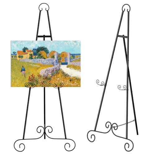 Staffelei mit rundem Metallrohr, 116,8 cm, klassisch, schwarz, dekorativ, groß, verstellbar, mit Kettenstütze, perfekt zum Präsentieren von Bildern, Kunstwerken, Bilderrahmen, Hochzeitsschildern usw Staffelei mit rundem Metallrohr, 116,8 cm, klassisch, schwarz, dekorativ, groß, verstellbar, mit Kettenstütze, perfekt zum Präsentieren von Bildern, Kunstwerken, Bilderrahmen, Hochzeitsschildern usw von Nandae