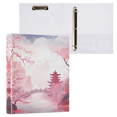 Nander 3-Ringbuch, schöne Kirschblüten-Ordner mit Klemmbrett (Briefgröße), niedlicher Ordner, Organizer für Arbeit, Schule, Büro und Geschäftsbedarf von Nander