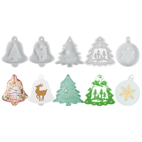 Silikonformen Gießformen Weihnachten - DIY Silikonform Weihnachten Anhänger Set, Für Selbstgemachte Anhänger, Weihnachtsbaum, Schneeflocken, Elch, Glocke, Geschenkdekoration Silikonformen Gießformen Weihnachten - DIY Silikonform Weihnachten Anhänger Set, Für Selbstgemachte Anhänger, Weihnachtsbaum, Schneeflocken, Elch, Glocke, Geschenkdekoration von Nanmiyan