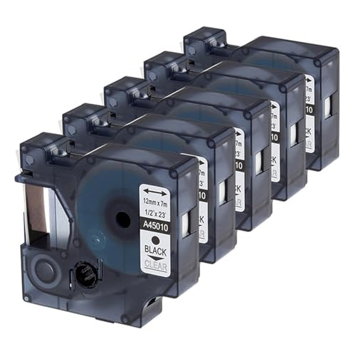 Nanologic 5x Kompatibel für Bänder D1 45010 S0720500 Schwarz auf Klar, 12 mm x 7 m, Ersatz für DYMO LabelManager LM 160 210D 220P 260P 280 360D 420P 450D 500TS PnP MobileLabelPoint LabelWriter LW 400 Nanologic 5x Kompatibel für Bänder D1 45010 S0720500 Schwarz auf Klar, 12 mm x 7 m, Ersatz für DYMO LabelManager LM 160 210D 220P 260P 280 360D 420P 450D 500TS PnP MobileLabelPoint LabelWriter LW 400 von Nanologic
