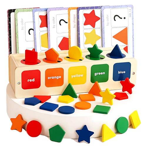 NapSoul Montessori Kinder Formen Farben Sortieren Lernen Spielzeug Steckspielzeug Sortierbox ab 1 2 3 Jahr Bunte 39-Teilig Geburtstagsgeschenk Die Kleine Und Der Mann Geschenke Geburtstag von NapSoul