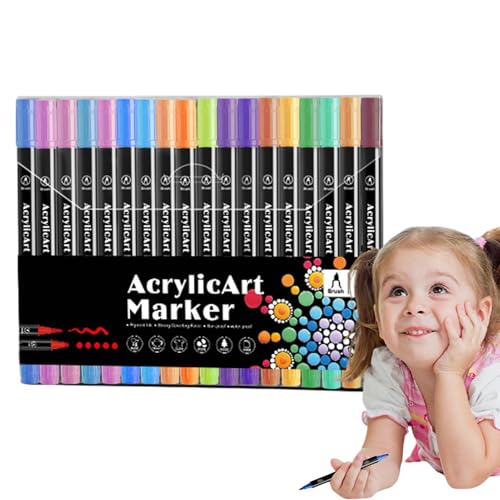 Acrylfarben-Marker, mehrere Farben, Doppelspitze, bunte Marker, Bastelbedarf, kreative Stoffmarker für Kinder und Erwachsene von Naqqios