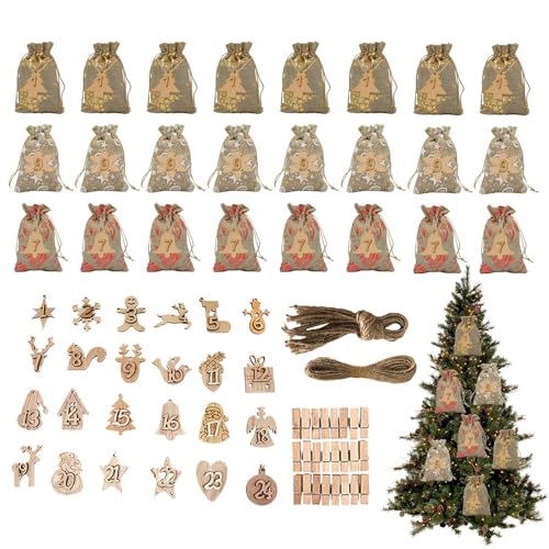 Adventskalender Weihnachten 24 Tage - Adventskalenderbeutel, Weihnachtsmann-Geschenktütenkalender | Holz-Zahlen des Weihnachts-Countdowns Adventskalender Weihnachten 24 Tage - Adventskalenderbeutel, Weihnachtsmann-Geschenktütenkalender | Holz-Zahlen des Weihnachts-Countdowns von Naqqios