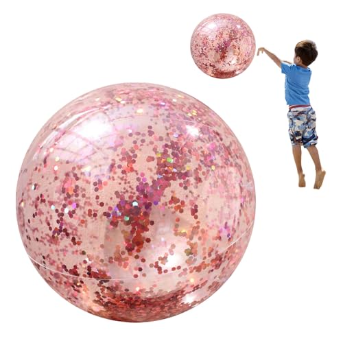 Aufblasbarer Strandball - 16 -Zoll -aufblasbare Strandkugeln, Aufblasbarer Glitter Beach Ball, Water Beaches Toy Mit Pumpe | Große Konfetti Beachh Bälle Für Kinder Erwachsene von Naqqios