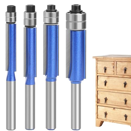 Bit-Aufsatz für Toilettengarnitur, Router-Bits für Holzbearbeitung – 4 x Anleitung für Holzbearbeitung | 1/4 Zoll Schaftwerkzeug für die Holzbearbeitung von Naqqios