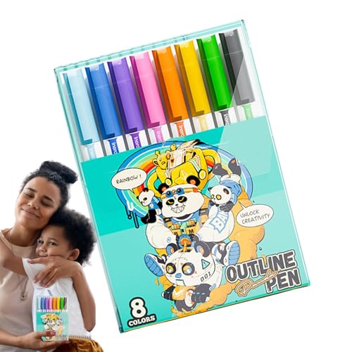 Doppelkonturen-Marker, schimmerndes Marker-Set – Zeichnen, Kritzelei-Marker, Kunstbedarf für Kartenherstellung, Weihnachtskarten, Basteln von Naqqios