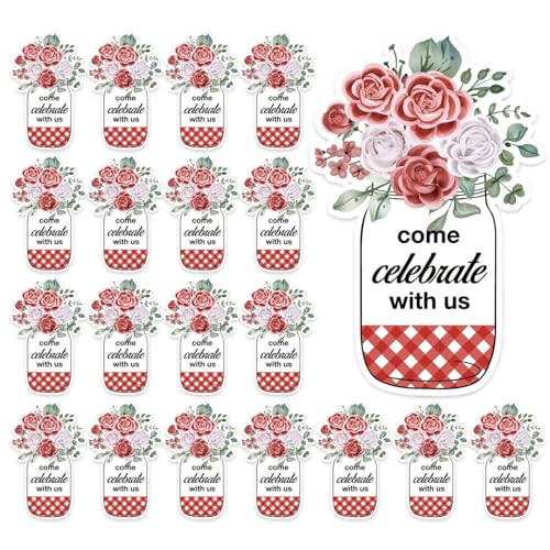 Einmachgläser-Einladungen mit Blumenmuster, doppelseitig mit Umschlägen, 20 Stück, blanko Hochzeitseinladungen, Babyparty, Probe-Abendessen Einmachgläser-Einladungen mit Blumenmuster, doppelseitig mit Umschlägen, 20 Stück, blanko Hochzeitseinladungen, Babyparty, Probe-Abendessen von Naqqios