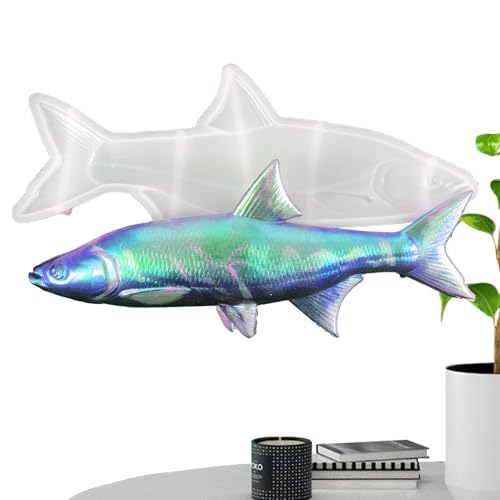 Fischform - 10,23 Zoll/26 Cm Silikon -Epoxidformen | Epoxidharz Großer Fischgieße Schimmelpilze Tier Silikonformen Für Harzgieße, Handwerk, Heimatfischwandkunstdekoration von Naqqios