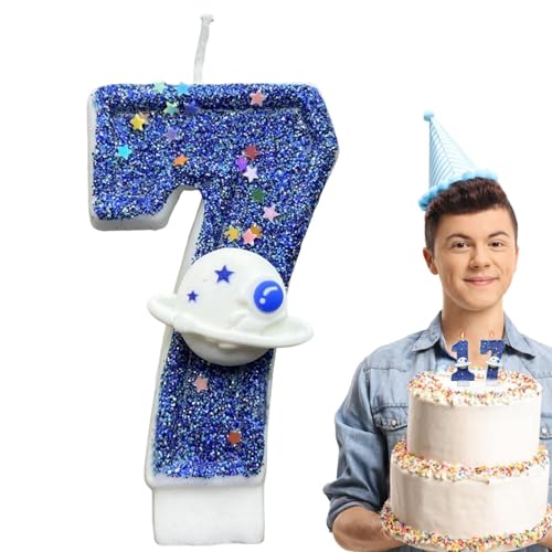 Geburtstagskerzen, Zahlenkerzen für Geburtstagskuchen, blaue Kuchenkerzen mit Weltraumplaneten-Dekorationen, niedliche Kuchendekorationskerzen, Themenparty-Zubehör Geburtstagskerzen, Zahlenkerzen für Geburtstagskuchen, blaue Kuchenkerzen mit Weltraumplaneten-Dekorationen, niedliche Kuchendekorationskerzen, Themenparty-Zubehör von Naqqios